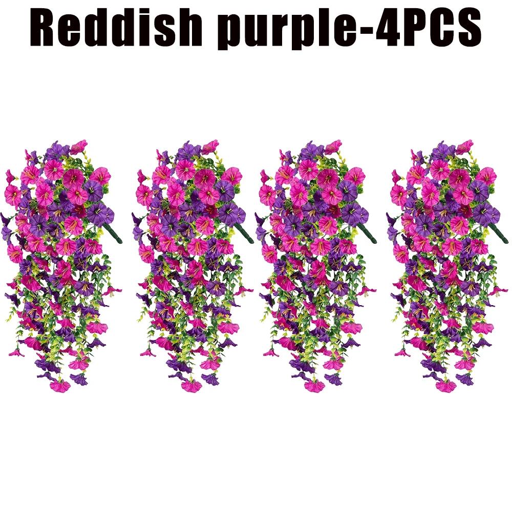 Artificial Faux Plants Flowers Fake Silk Fuchsia UV Resistant Realistic Morning Glory for Hanging Planter Porch Patio Decor