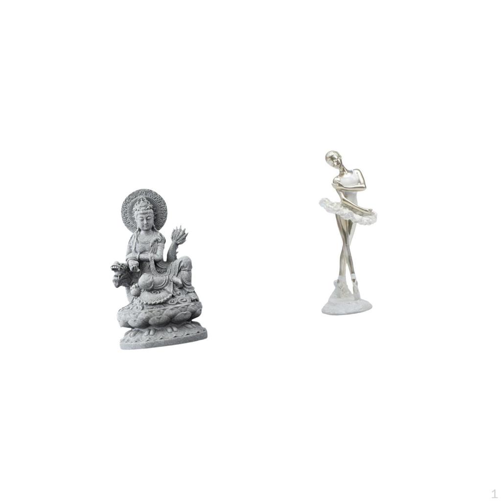 Guan Yin Ballerina Figurine Modern Female Buddha Dancing Girl Sculpture Feng Shui Art Ornament for