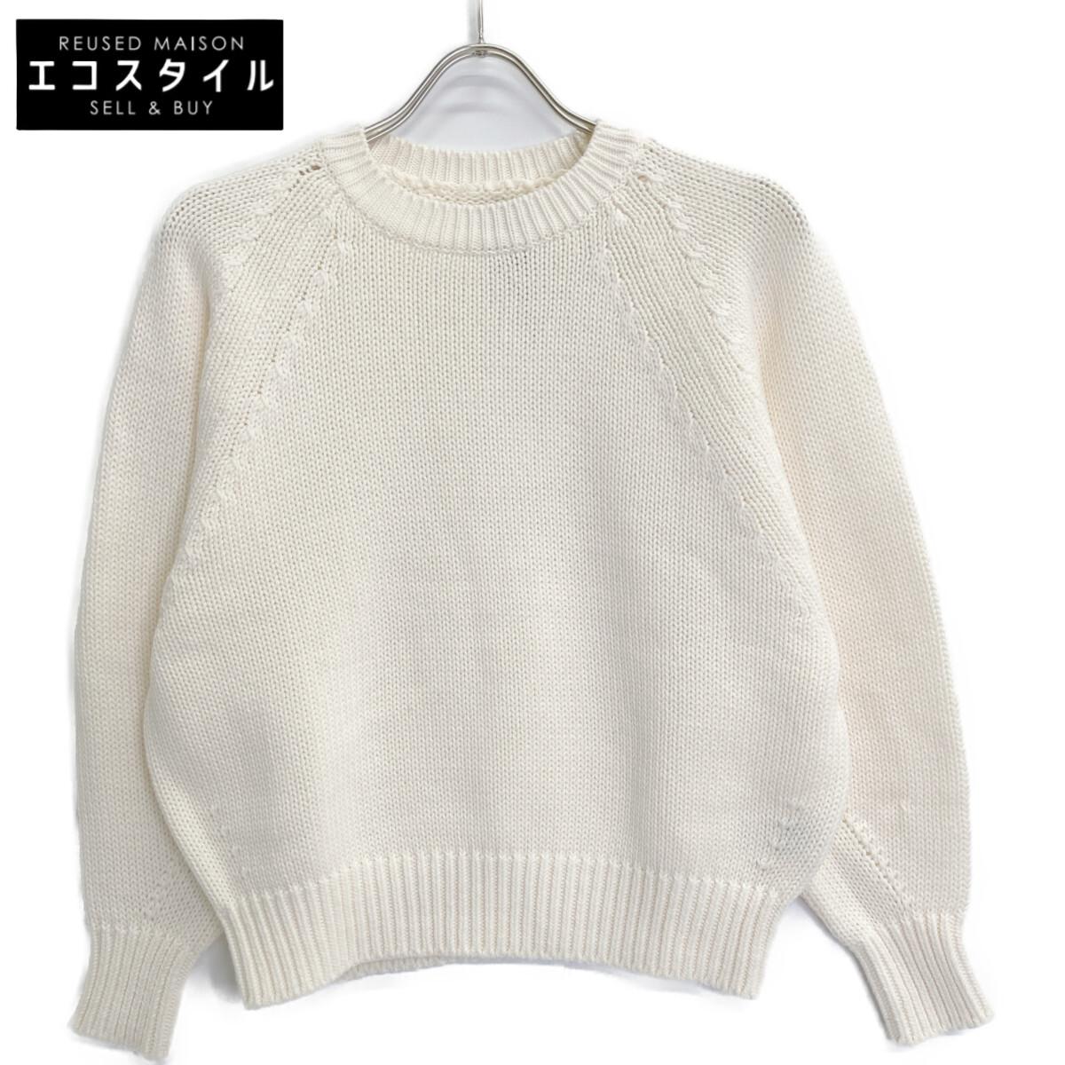 

BATONER BN-24SL-005 Ivory Cotton Bulky Bomber Knit tops 1 IvoryUsed