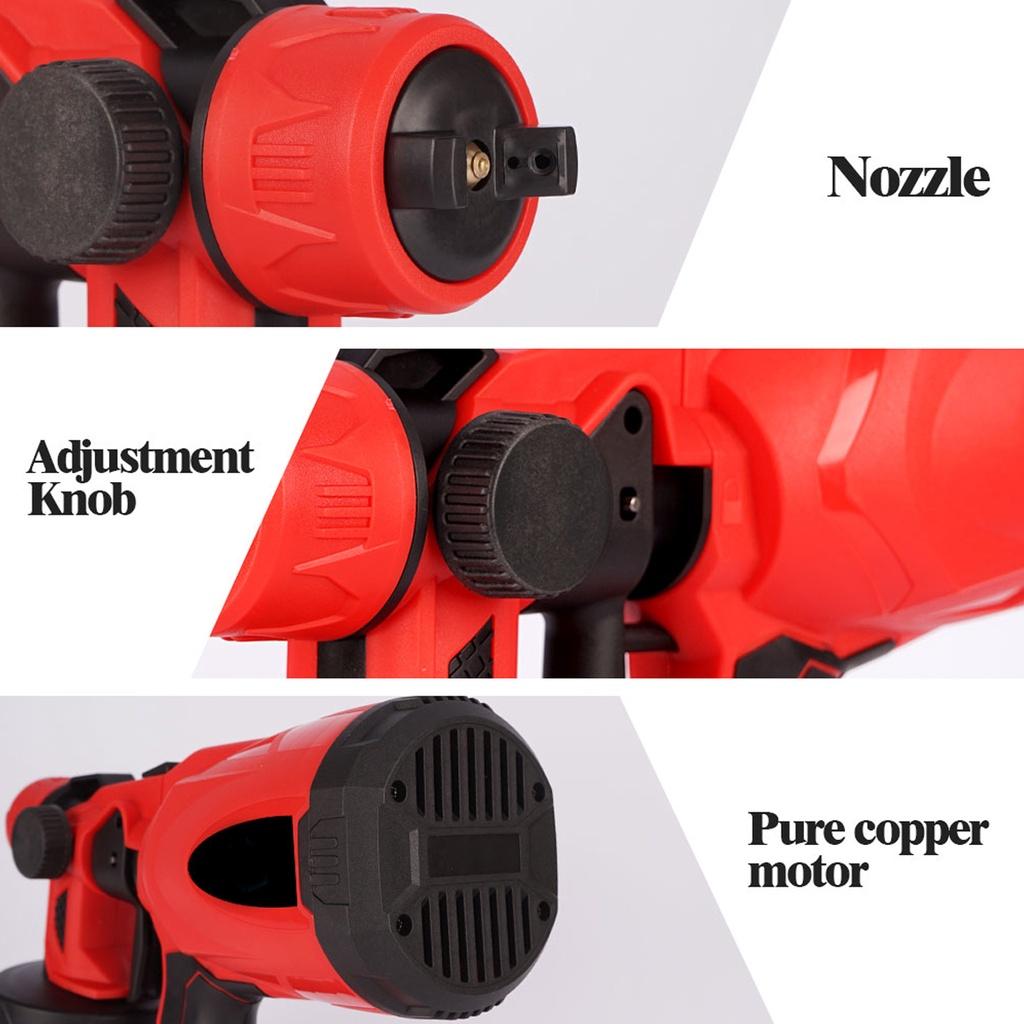 1000W 800ML Cordless Electric Spray Gun High Power Household Paint Sprayer With 3 Nozzle Flow Control Airbrush