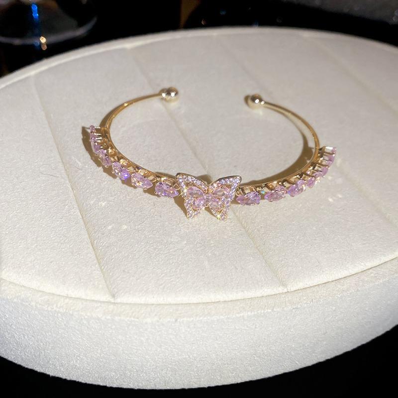 Zircon Color Butterfly Opening Bracelet Japanese and Korean ins Sweet Fashion Versatile Bracelet Niche High-end Jewelry Women