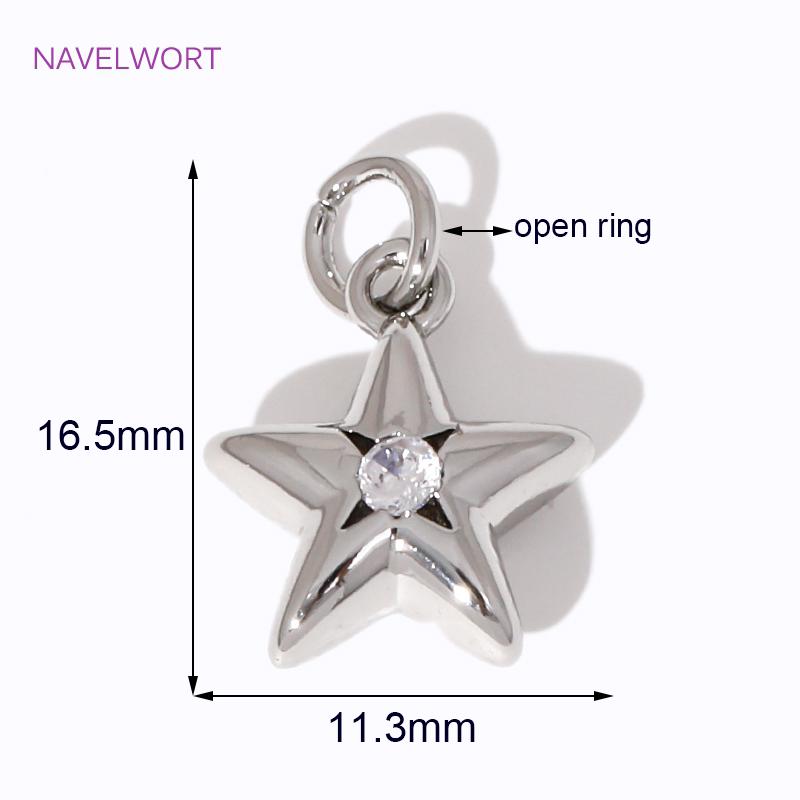 Brass Charms For Jewelry Making 18K Gold Plated Stars/Moon/Heart/Flowers Shape With Zircon Charms Pendants DIY Accessories