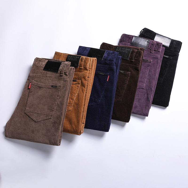New Autumn And Winter Men'S Corduroy Casual Elastic Loose Straight Leg Pants, Business Trend Fashionable Plus Size Pants