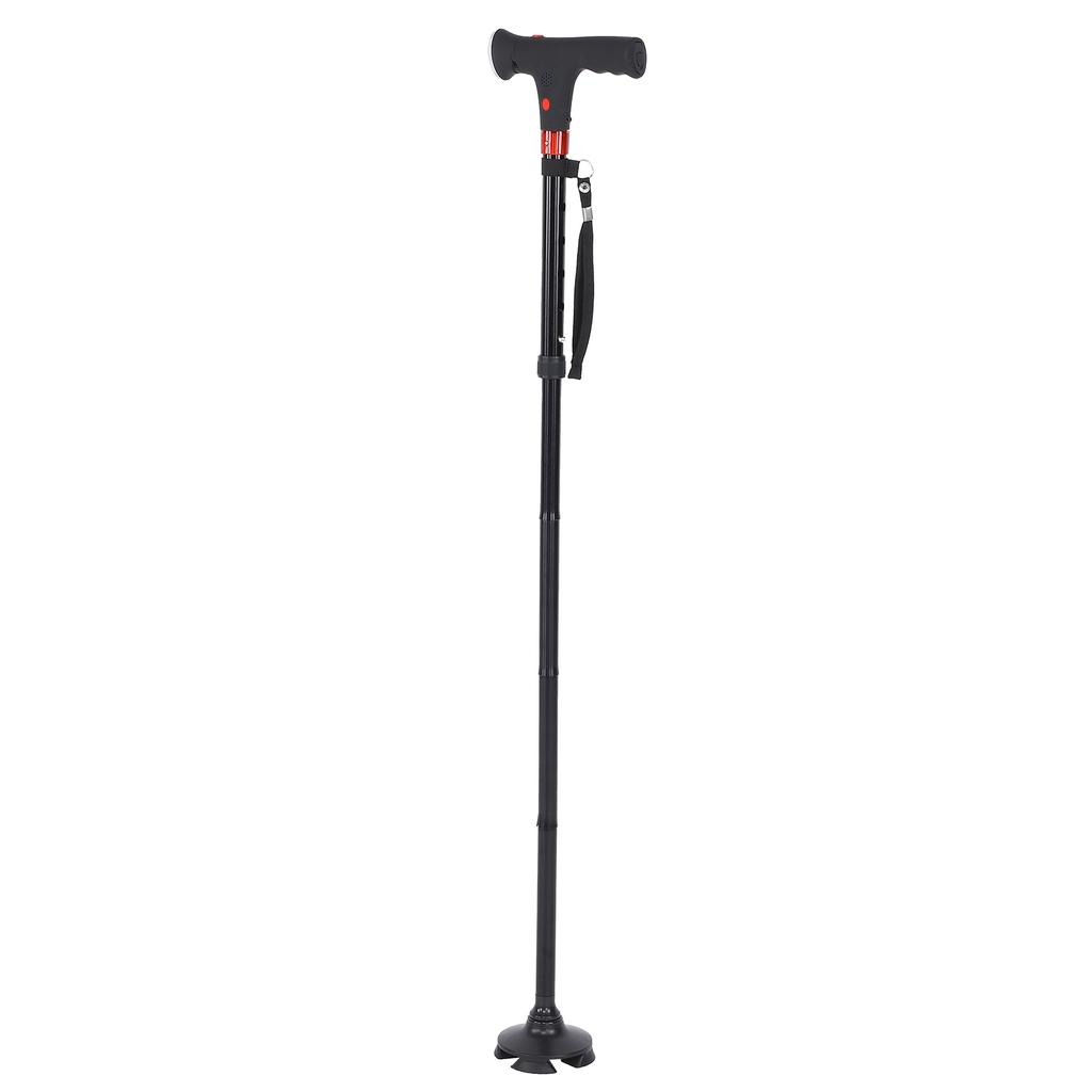 Aluminum Alloy Folding Light Cane Elderly Four?legged with Lamp Non?slip Walking Stick