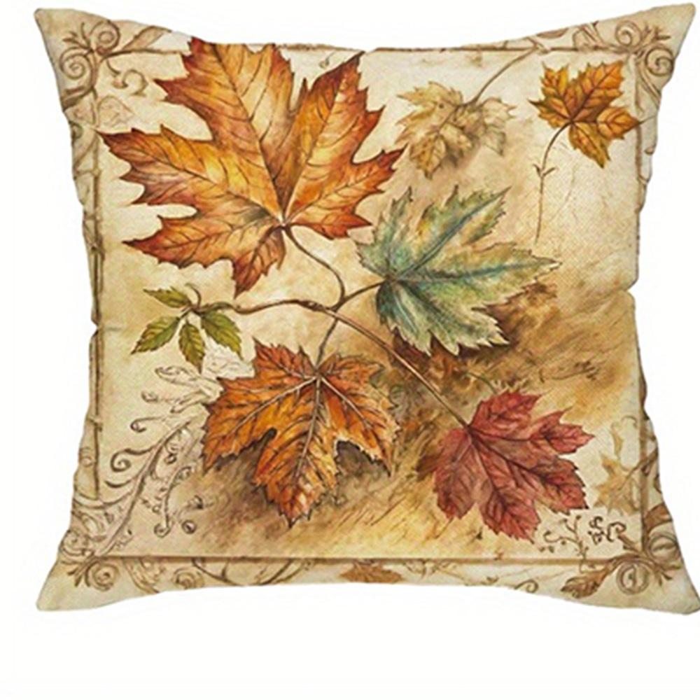 Retro Fall Harvest Pillowcases: Pumpkin and Maple Leaf Designs,Sofa cushion cover, home room decoration