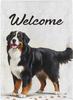 Maison en toile de jute pour Bouvier Bernois ag 28 x 40 Double Face, Panneaux 'Bienvenue aux Chiens' pour Jardin/Cour, Animaux de Compagnie Style Ferme Rustique Out PPZ
