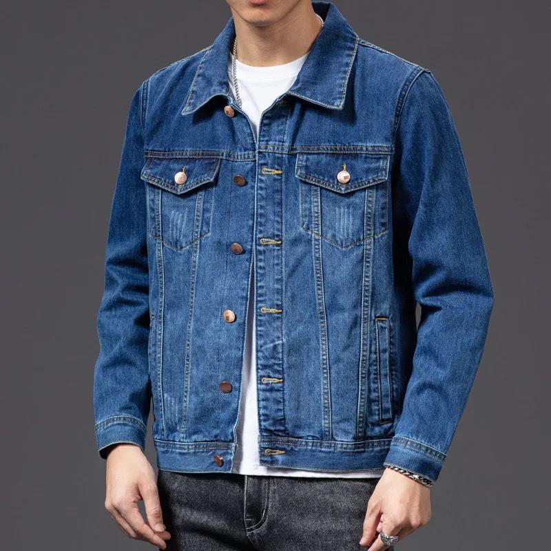 Men's Slim Fit Korean Style Denim Jacket - Trendy Youth Fashion Outerwear for Spring and Autumn