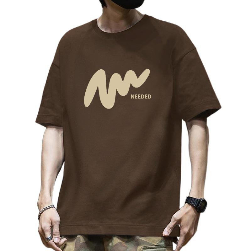 Cotton Short Sleeve T Shirt Print Black White Fashion All Match Breathable Summer Sport T-shirt Men Top