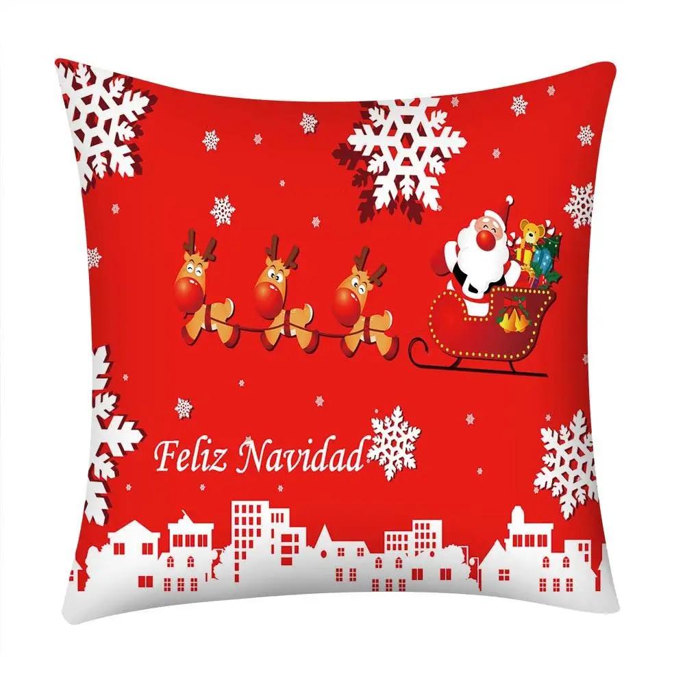 Christmas Tree Santa Claus Snowflake New Year Decoration Pillow Cover Bedroom Sofa Restaurant Seat Pillow Cover pillow cover