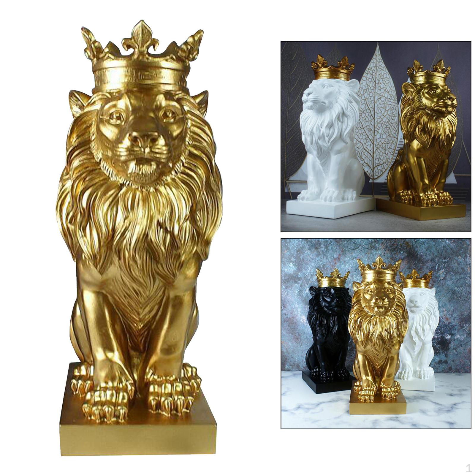 

Abstract Lion Figurine Sculpture Resin Statue Crafts Ornaments Porch Art Animal Decor Mens Gifts золотистий
