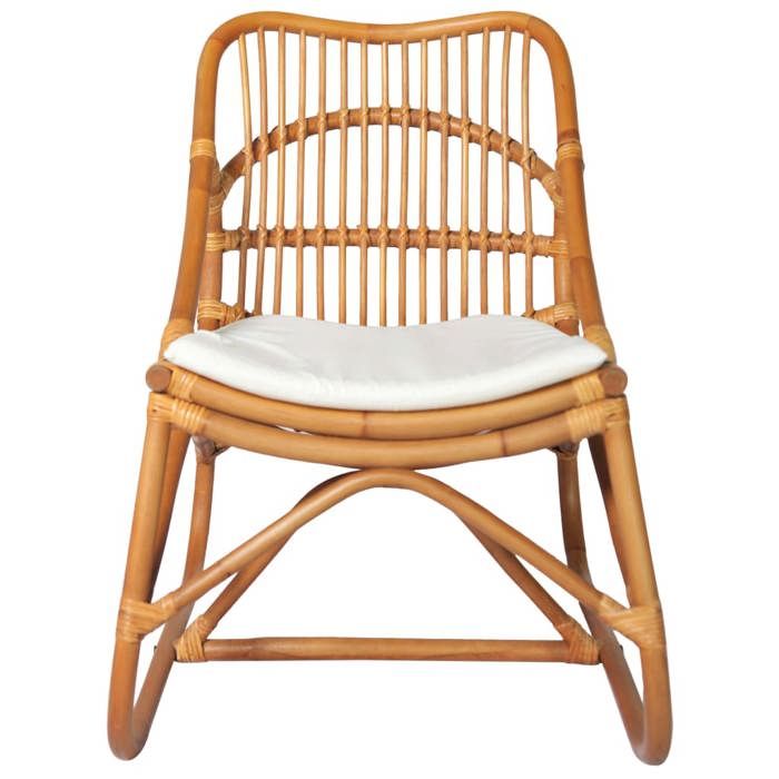 Chaise en rotin - vidaXL - 325483 - Marron clair - Tissu en lin - 1 place