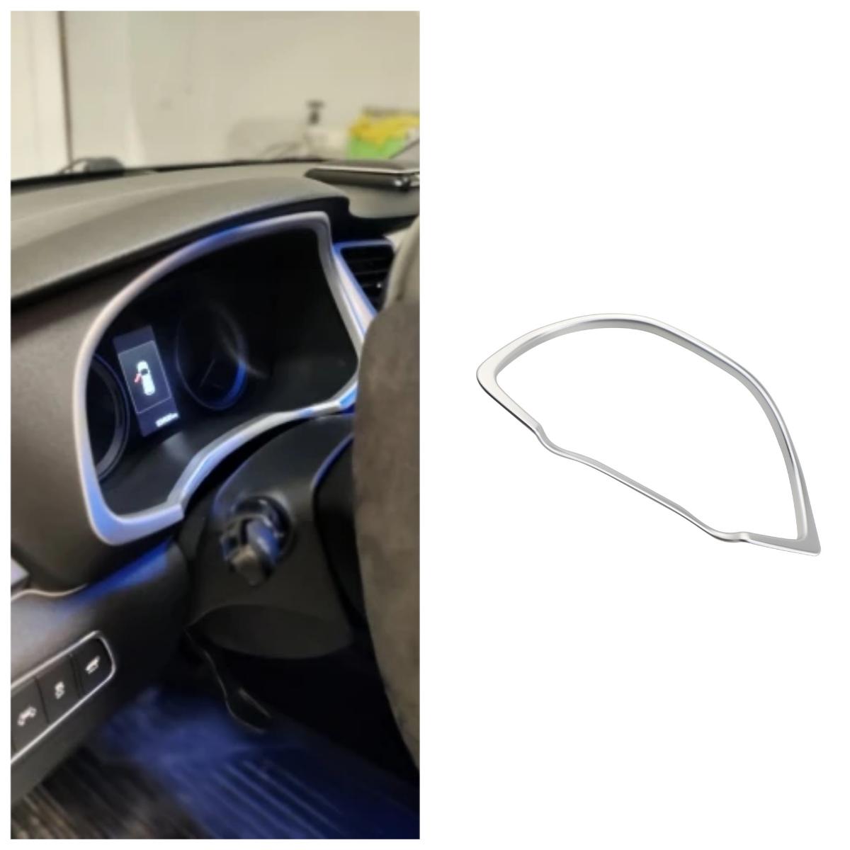 

For Hyundai Tucson 2015 2016 2017 2018 Car ABS Chrome Garnish Detector Dashboard Instrument Panel Gauge Frame Moulding Sticker серебряный
