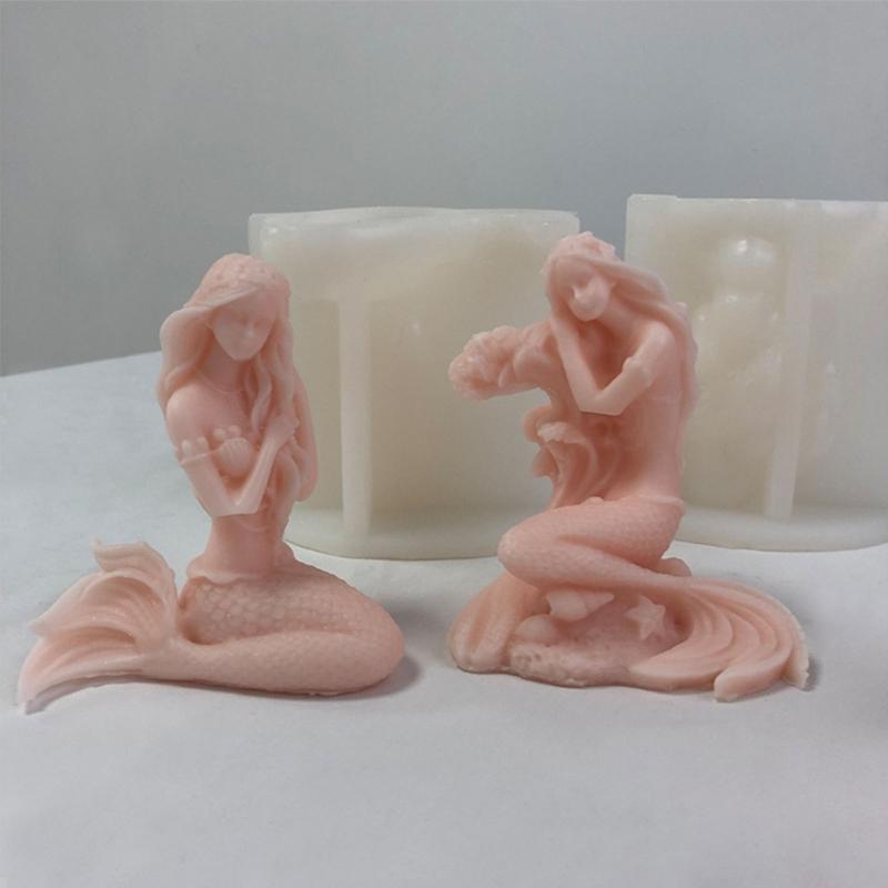 Kerzen-Silikonform Langlebig 3D Meerjungfrauen Duftkerzen-Harzform Gips-Dekorationen Form DIY Gips Aromatherapie