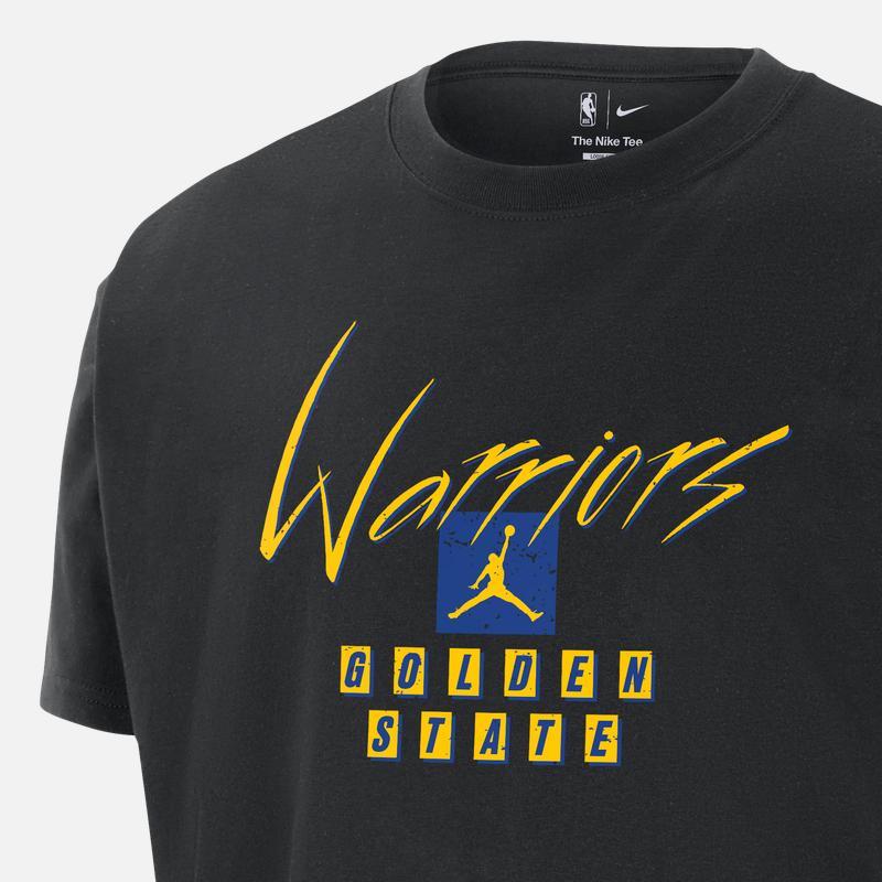Jordan NBA Warriors Logo Crew Neck Casual T-Shirt, Version 1 Men Tops Black FN1065-010