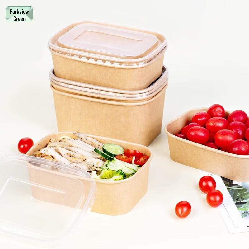 Disposable Thickened Kraft Paper Food Containers with Lids