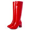 Autumn Winter Knee High Boots Women Black Red Patent Leather Women High Boots Luxury Casual Heels Fashion Long Party Shoe Female