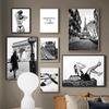 Paris Tower Fashion Girl Star Dog Black White Photos Posters Wall Art Canvas Prints Painting Picture for Living Room Home Decor
