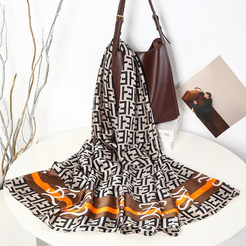 Summer silk scarf women's print lengthened thin shawl with decorative scarf sun protection beach towel Fashion Refined-inspired Casual Scarf