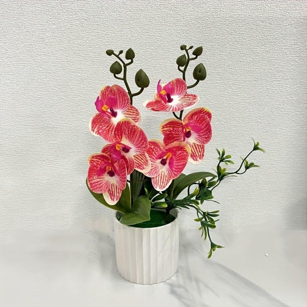 Multicolor Butterfly Orchid Artificial Flower Plastic Faux Moth Orchid Potted  Desktop Oranemnt