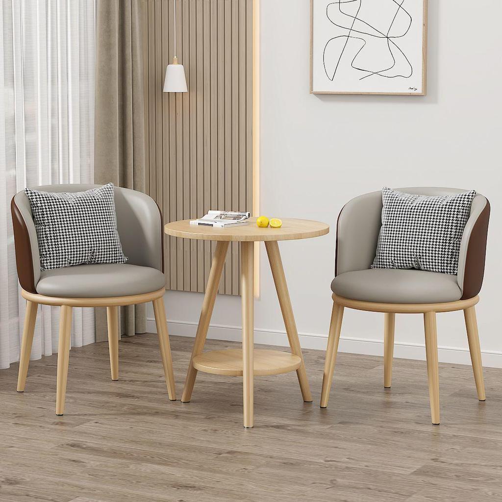 Light Luxury Balcony Tea Table & Chairs Set: Modern 3-Piece for Hotel or Bedroom - Includes One Table & Two Chairs