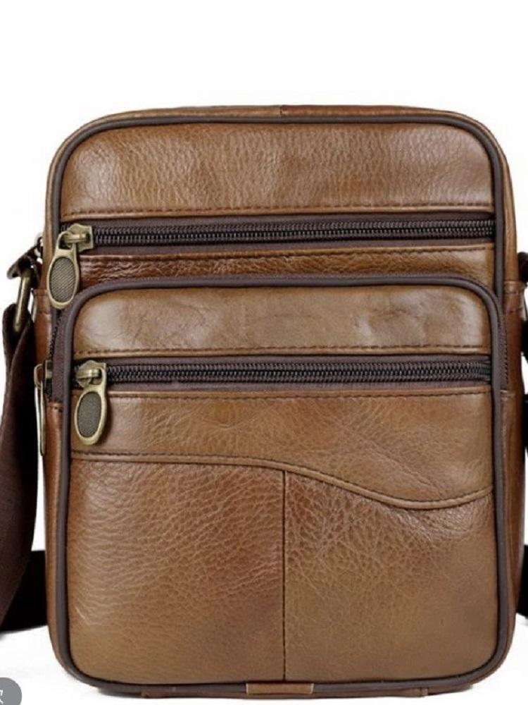 

first layer cowhide men s single-shoulder bag genuine leather small crossbody bag business casual mobile phone bag