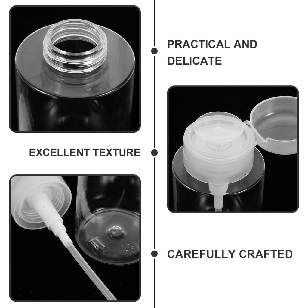 Lurrose Pump Bottle Dispenser 300ml Clear Cotton Pad Type Easy Use Makeup Remover Toner Refillable Travel Bottle Transparent One-Handed