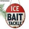 2D Flat Aluminum Rustic Fishing Tackle Shop Billboard Round Metal Sign, Fishing Aluminum Plaque for Man Cave, Garage, Lake House, Pre-Drilled Holes