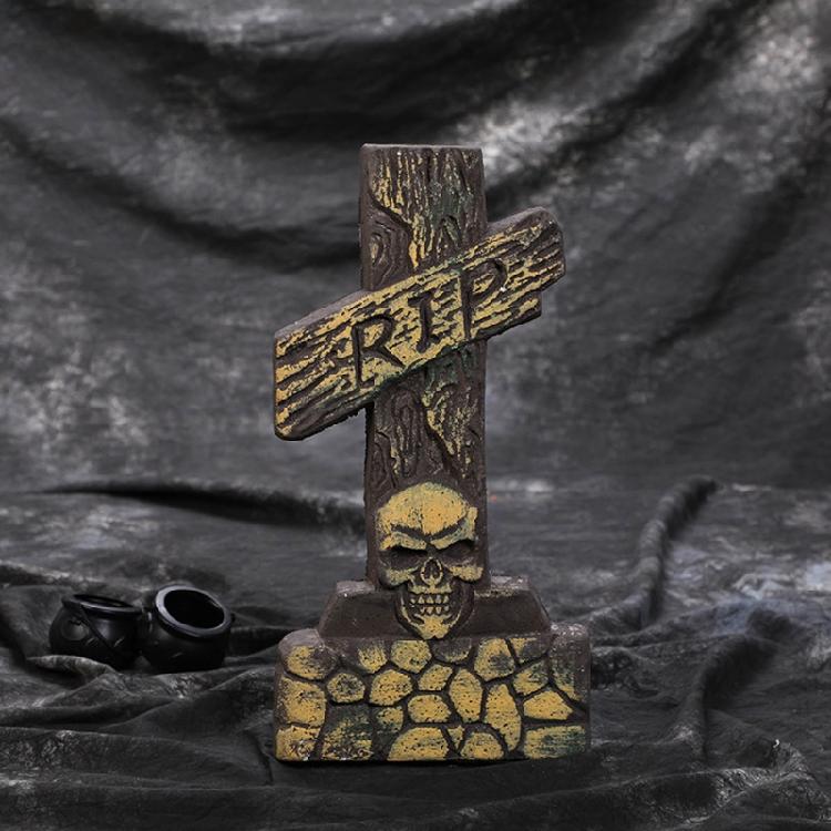 Halloween Foam Tombstone Bat Ghost Skull Party Backdrop Decoration Supplies