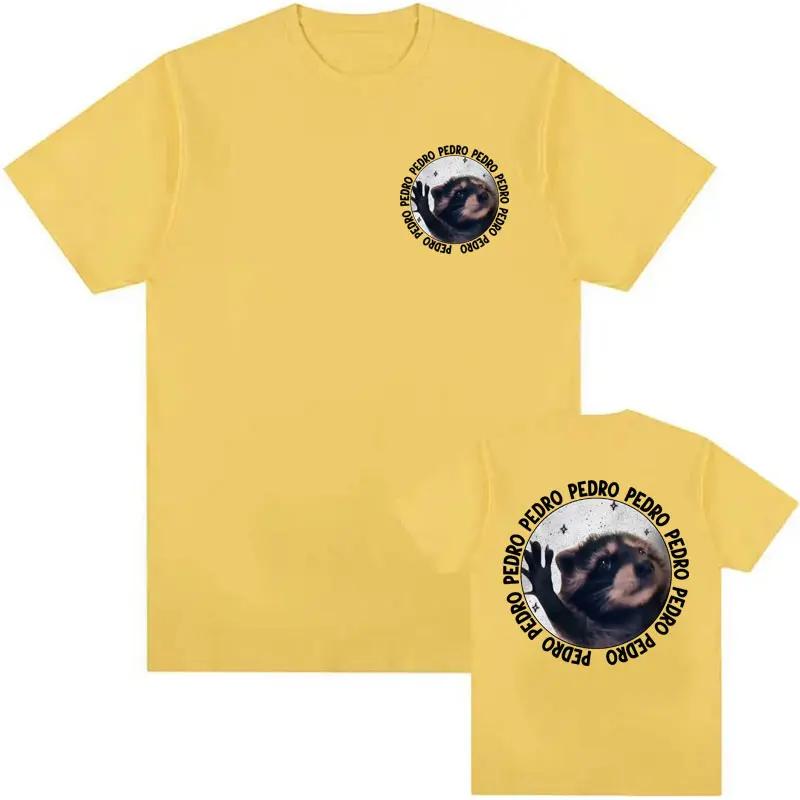 Funny Raccoon Pedro Dancing Meme Tee Shirt Men Women Vintage Cartoon Y2k Streetwear Tshirt Male 100 Cotton ONeck T Shirt Tops