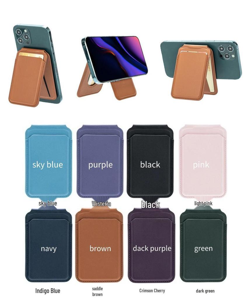 Apple iPhone 17 Series Magnetic Card Holder: MagSafe Hinge, Folding Rotating Stand, Card Sleeve.