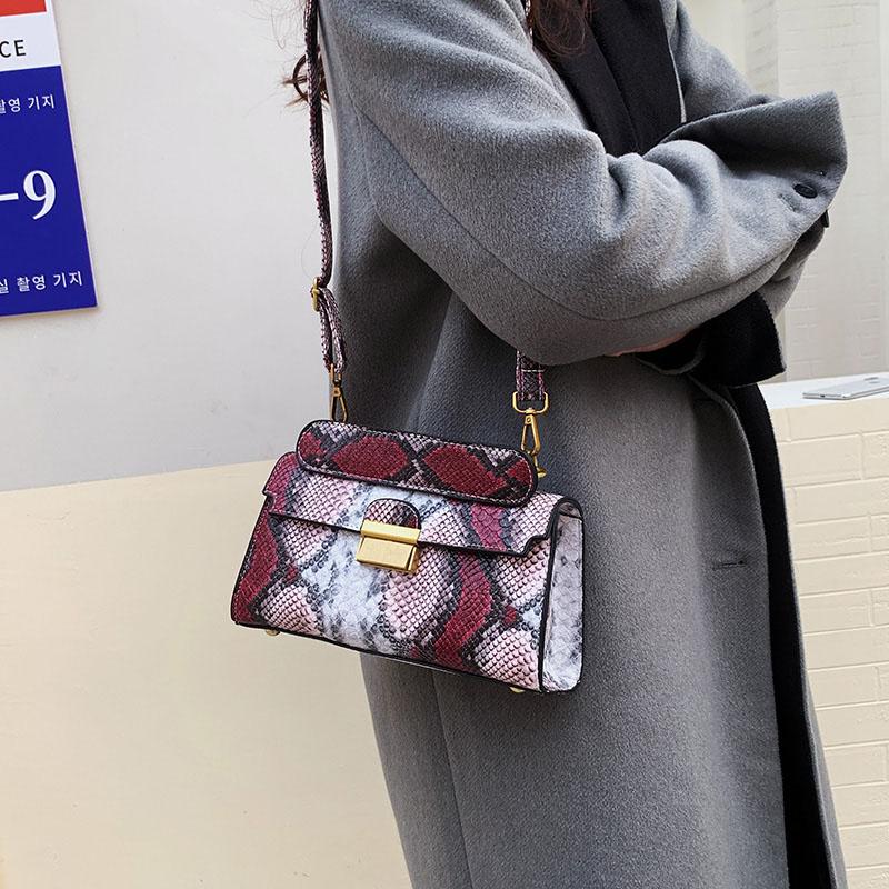 Mulher moda cobra impressão pulso bolsa de ombro nova marca luxo designer bolsas tendência qualidade couro crossbody pequeno quadrado saco