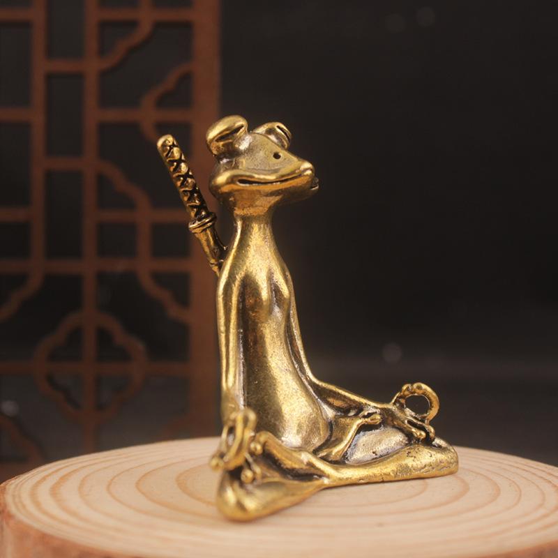 Meditating Frog Figurine Brass Frog Statue Tabletop Centerpieces Garden Sculpture Zen Decor Animal Figurines For Home Workplace