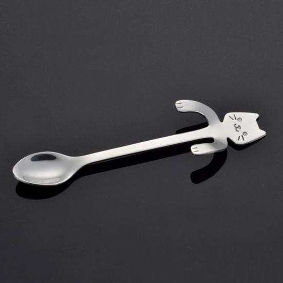 1Pc 304 Stainless Steel Mini Cat Coffee Tea Hanging Cup Spoon Kitchen Gadget AVE