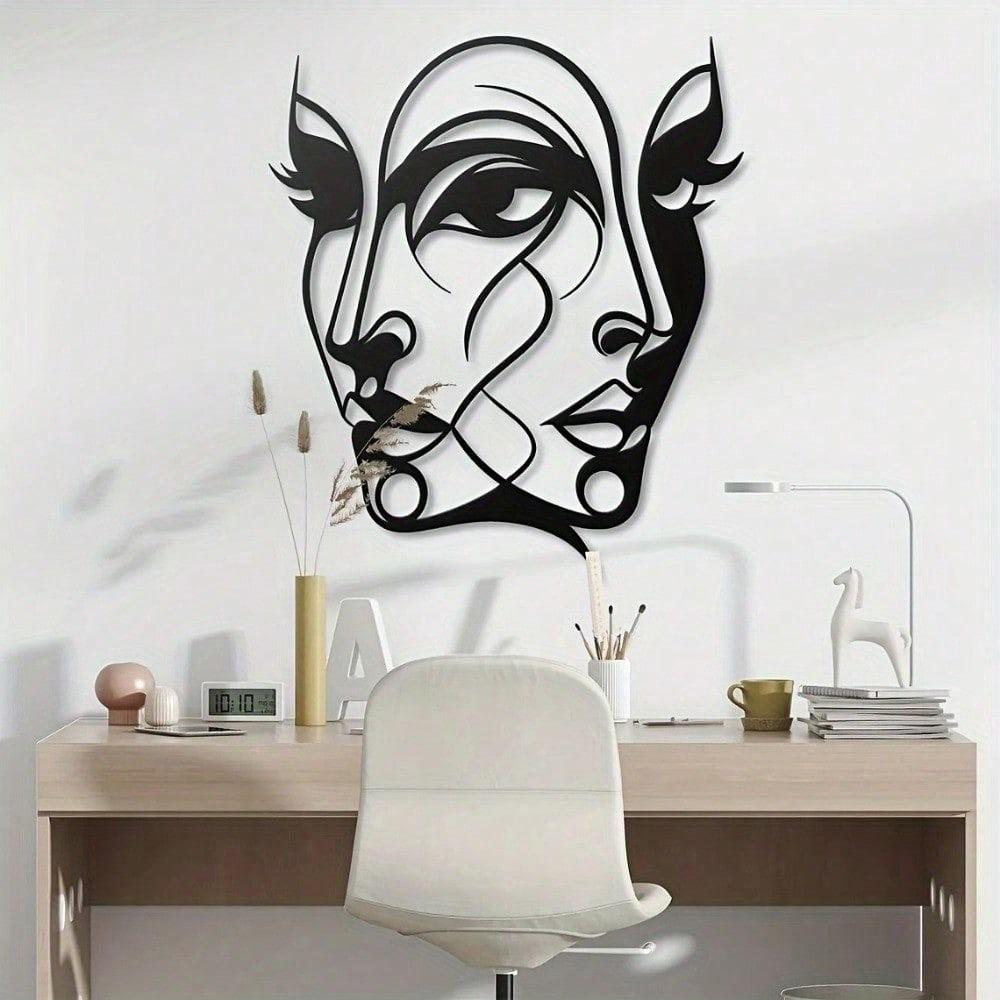 1 Piece Of Classic Abstract Female Face Metal Wall Art, An Original Pattern Sculpture, An Elegant Wall Decoration