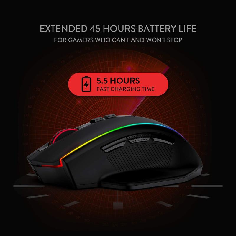 Redragon M686 Wireless Gaming Mouse, 16000 DPI Wired/Wireless Gamer Mouse with Professional Sensor, 45-Hour Durable Power