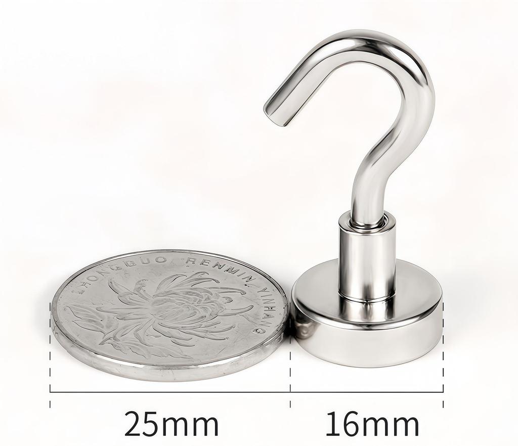 Neodymium Iron Boron Magnetic Hook Hanger, E16 Metal Magnetic Suction Cup, Punch-Free Installation.
