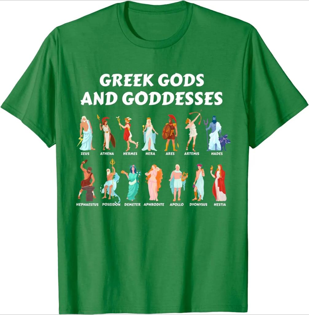 Griechische Götter und Göttinnen Antike Griechische Mythologie Griechenland T-Shirt 100% Baumwolle Rundhalsausschnitt Sommer Kurzarm Lässig Unisex T-Shirt Größe S3XL