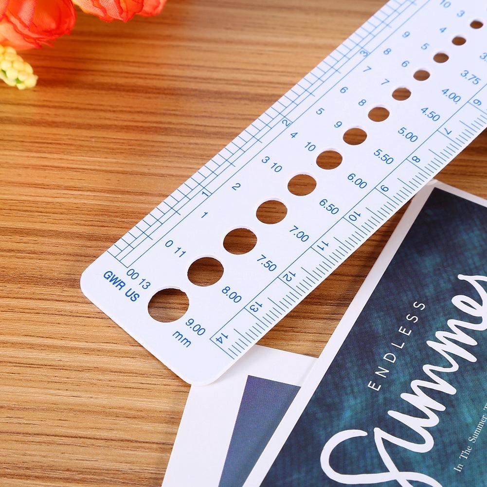 Knitting Needle Ruler Gauge Sewing Tools for US UK Canada Sizes 2-10mm Practical Aid for Crafters