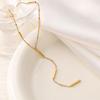 18K Gold Y-Shaped Tassel Cross Necklace for Women - Stainless Steel, Colorfast Clavicle Chain Sweater Accessory