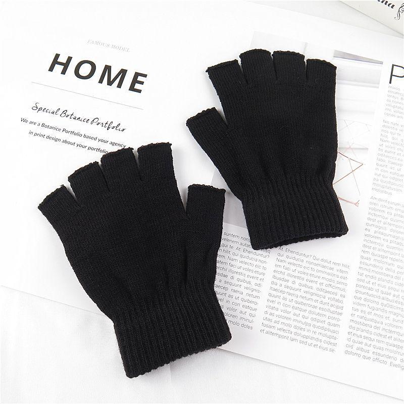 Unisex Thin Knit Half-Finger Gloves: Warm for Writing in Autumn & Winter