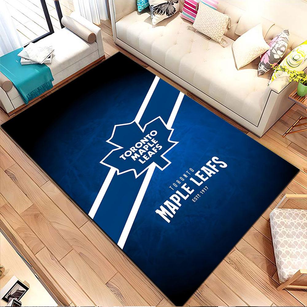 Toronto Maple Leafs Logo Design Rug Patterned Carpet, Non Slip Mat Suitable for Living Room and Bedroom Sofas
