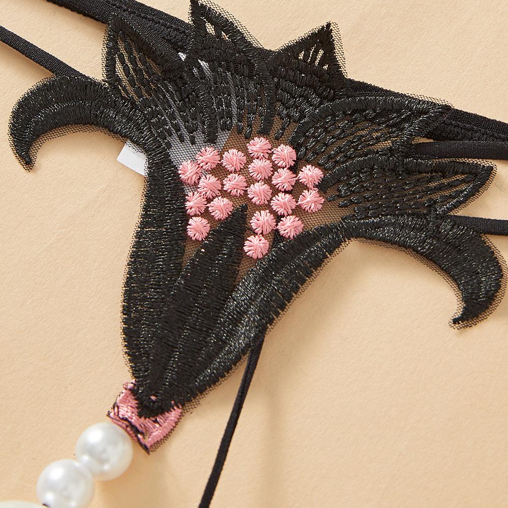 "Large Sexy Thong with Pearl Massage, Open Crotch, Easy Removal - European & American Style"