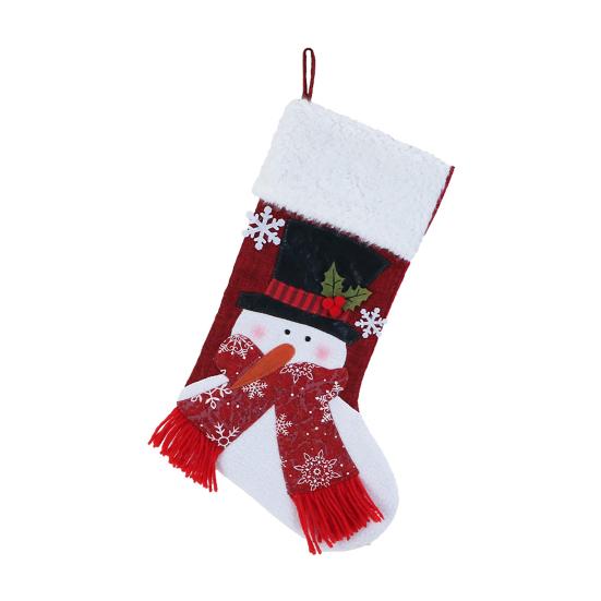 Christmas Stocking Snowman Santa Design Soft Xmas Stockings with Plush Cuff Fireplace Hanging Socks Candy Bag for Tree Fireplace Window Staircase