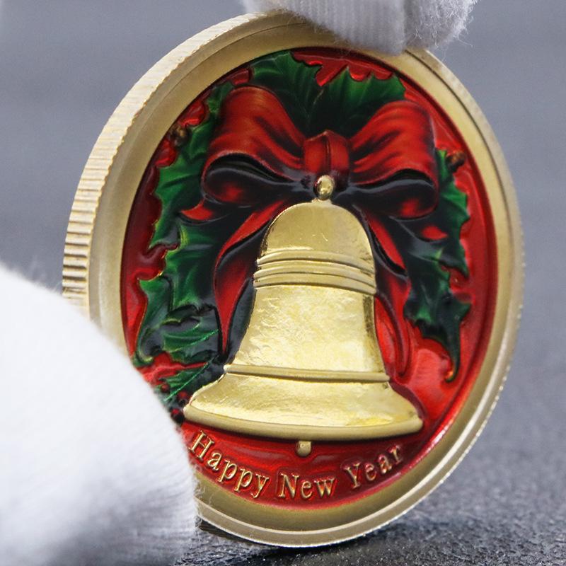 Europeisk och amerikansk jultomte, guldpläterad och silverpläterad, minnesmynt, medaljer, nyårsgåvor, julklapp, julstrumpa