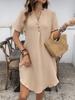 Popular European and American v-neck solid color elegant short-sleeved dress, spring and summer women's clothing