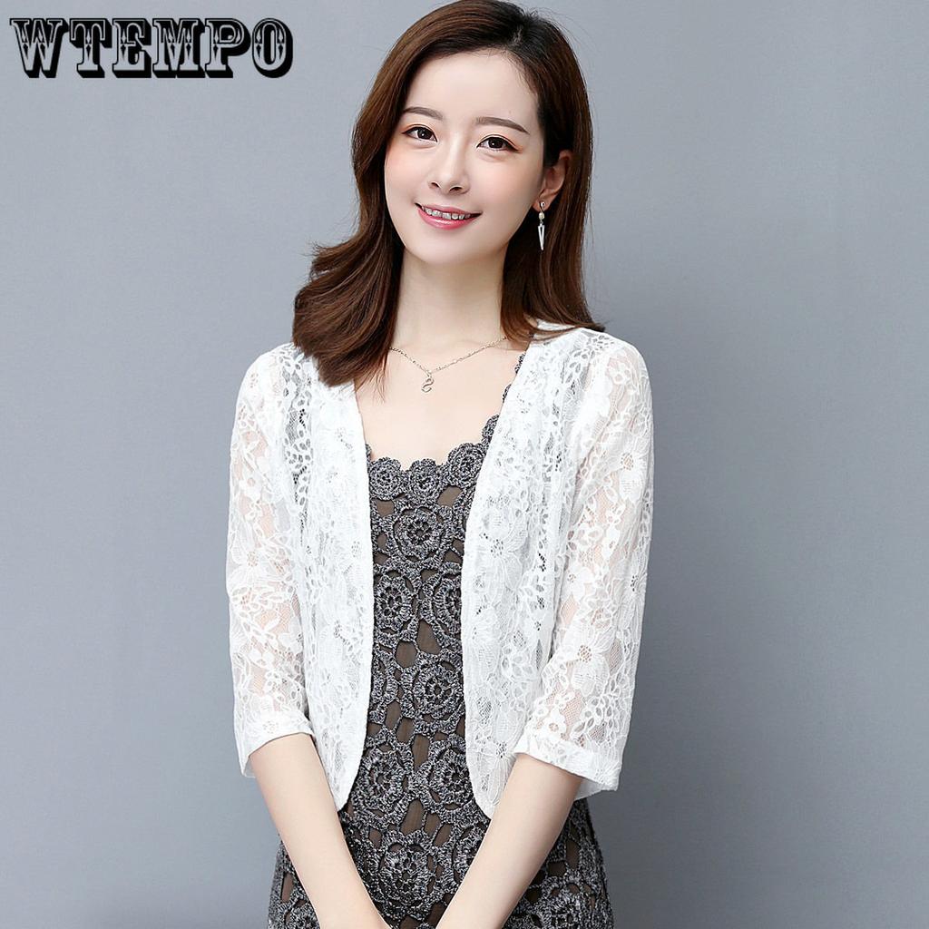 Lace Shawl Female Plus Size Cardigan Spring Summer Thin Coat Korean Version Sunscreen Air -conditioned Shirt