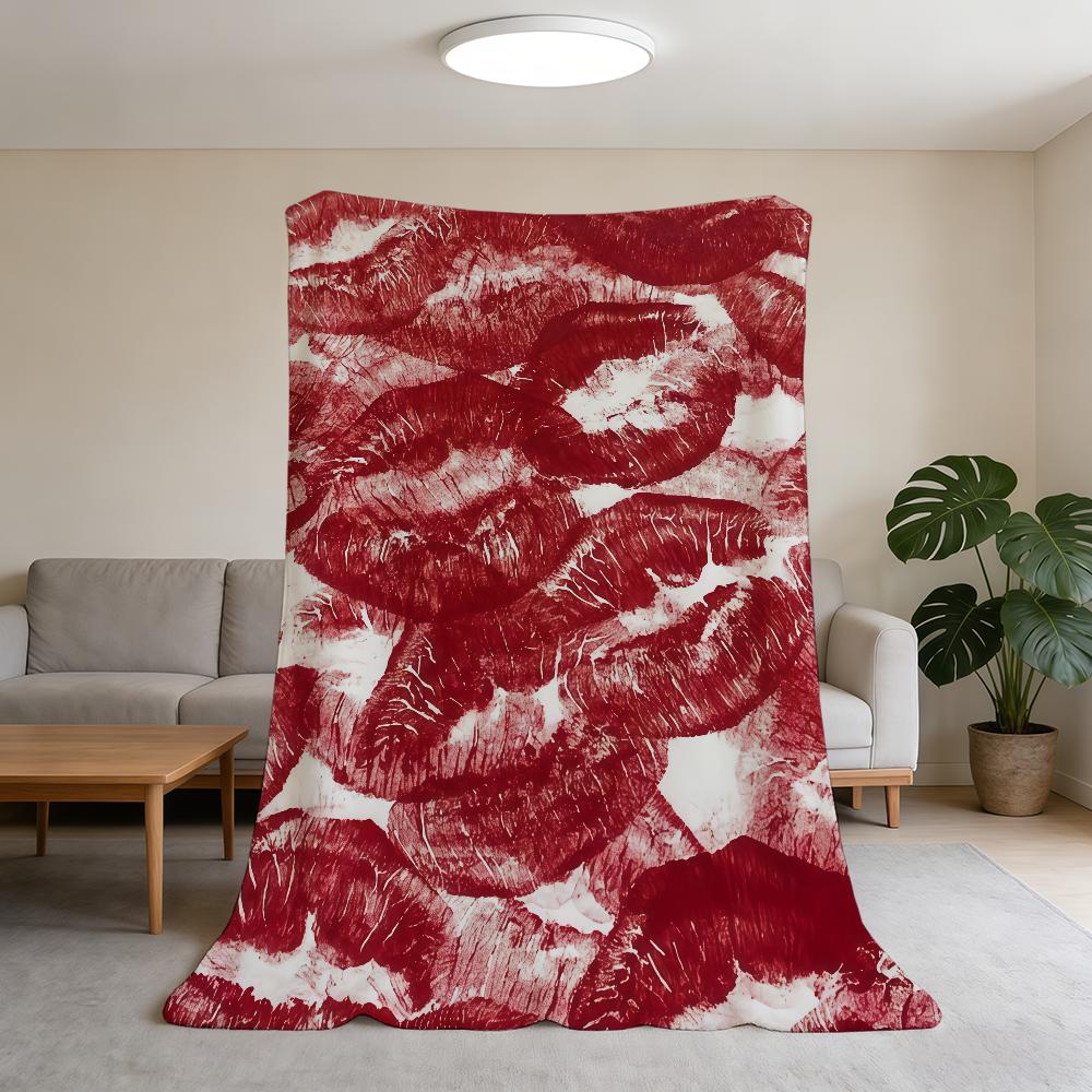 Fiery Red Lips Blanket Flannel Warm Soft Throw Blanket For Room Sofa Childish Birthday Gifts