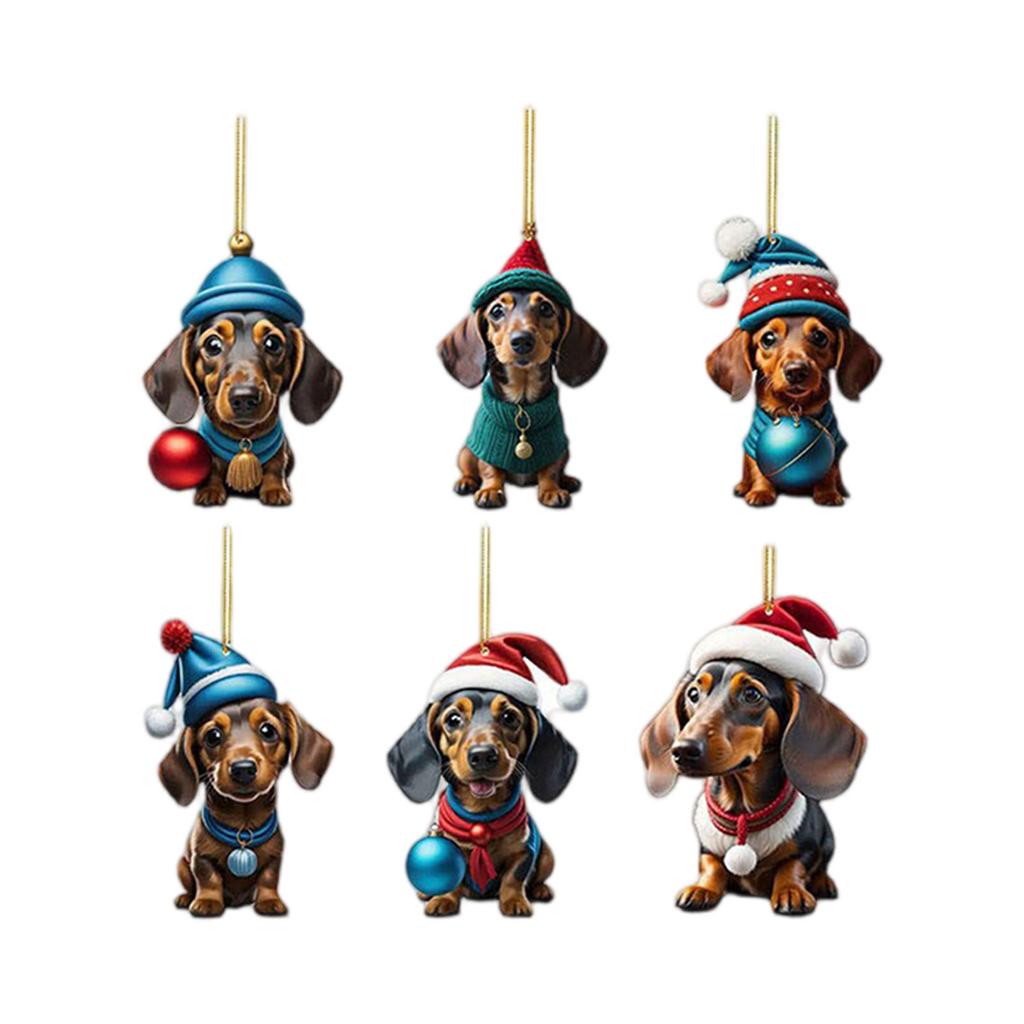 Christmas Advent Calendar with Santa Hats Christmas Tree Decorations Dachshund Countdown Calendar for Kids Toddlers Xmas Gifts