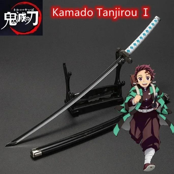 25cm Metal Demon Slayer Katana Kimetsu No Yaiba Steel Tanjirou Sword Real Size Japanese Katana Samurai Sabre Kid Toy Ainme Gift