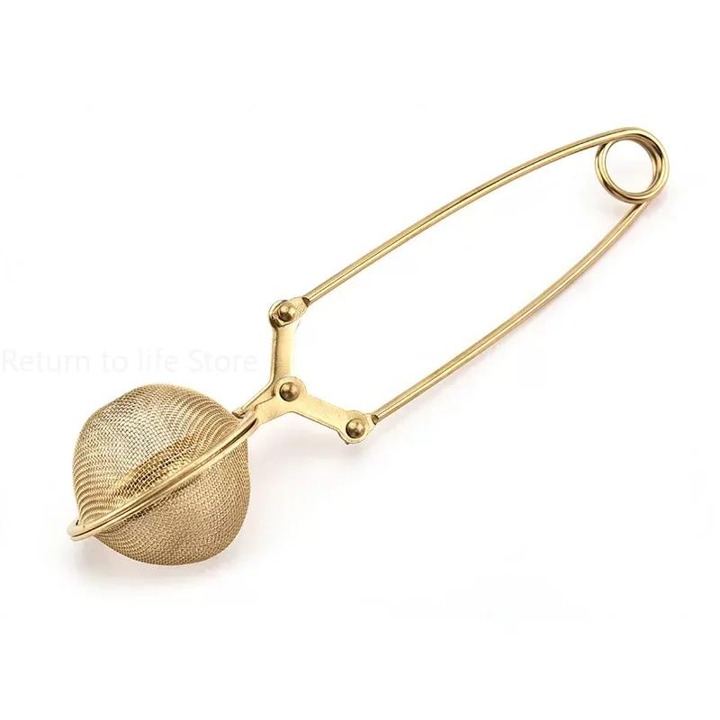 Stainless Steel Tea Infuser Sphere Filter Ball Teaspoon Squeeze Creative Strainer Tea Drip Handle Seasoning Mesh Spoon Ball